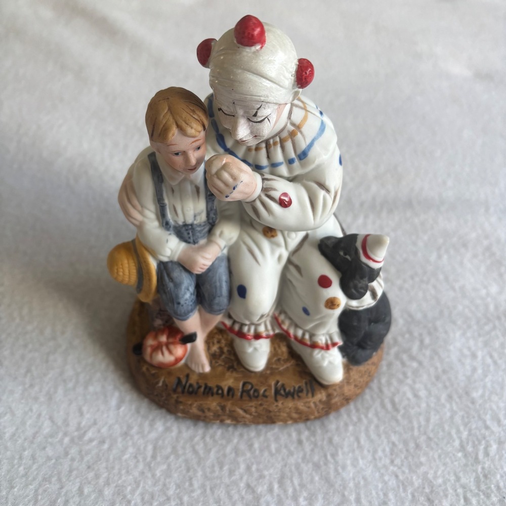 Norman Rockwell The Makeup Artist Porcelain Clown Boy Figurine Vintage Americana